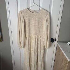 Dainty Jewells Cream Long-Sleeve Dress